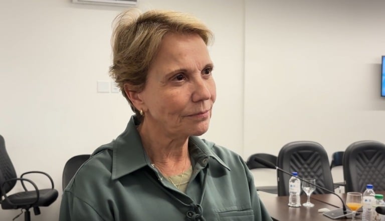 Senadora Teresa Cristina durante coletiva de imprensa da FPA no dia 16 de junho de 2026