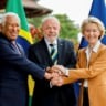 presidente Luiz Inácio Lula da Silva encontrou-se hoje, 16 de junho, em Évian, na França, à margem da reunião do G7, com a presidente da Comissão Europeia, Ursula von der Leyen, e com o presidente do Conselho Europeu, António Costa