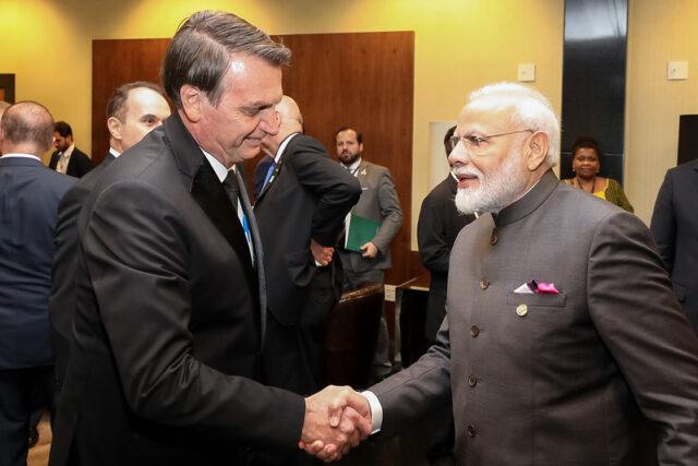 Presidente Jair Bolsonaro e o primeiro-ministro da República da Índia, Narendra Modi, durante Cerimônia de Encerramento do Fórum Empresarial do Brics