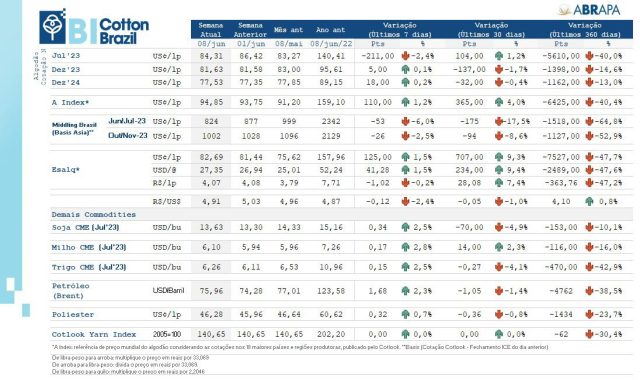 boletim algodão abrapa 06 de junho de 2023