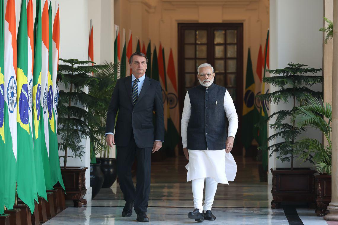 Jair Bolsonaro na índia com Narenda Modi