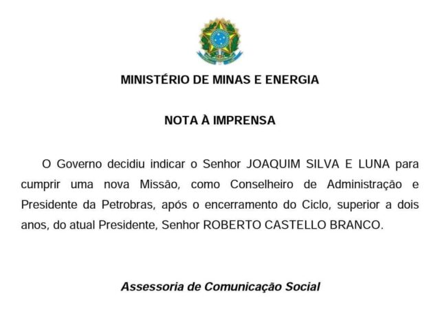 Portal Estrada - Bolsonaro anuncia general como novo presidente da Petrobras