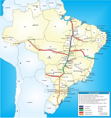 ferrovia norte-sul - mapa - valec