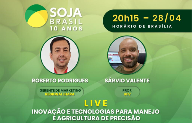 Live do Soja Brasil vai abordar as inovações para o manejo e a agricultura de precisão